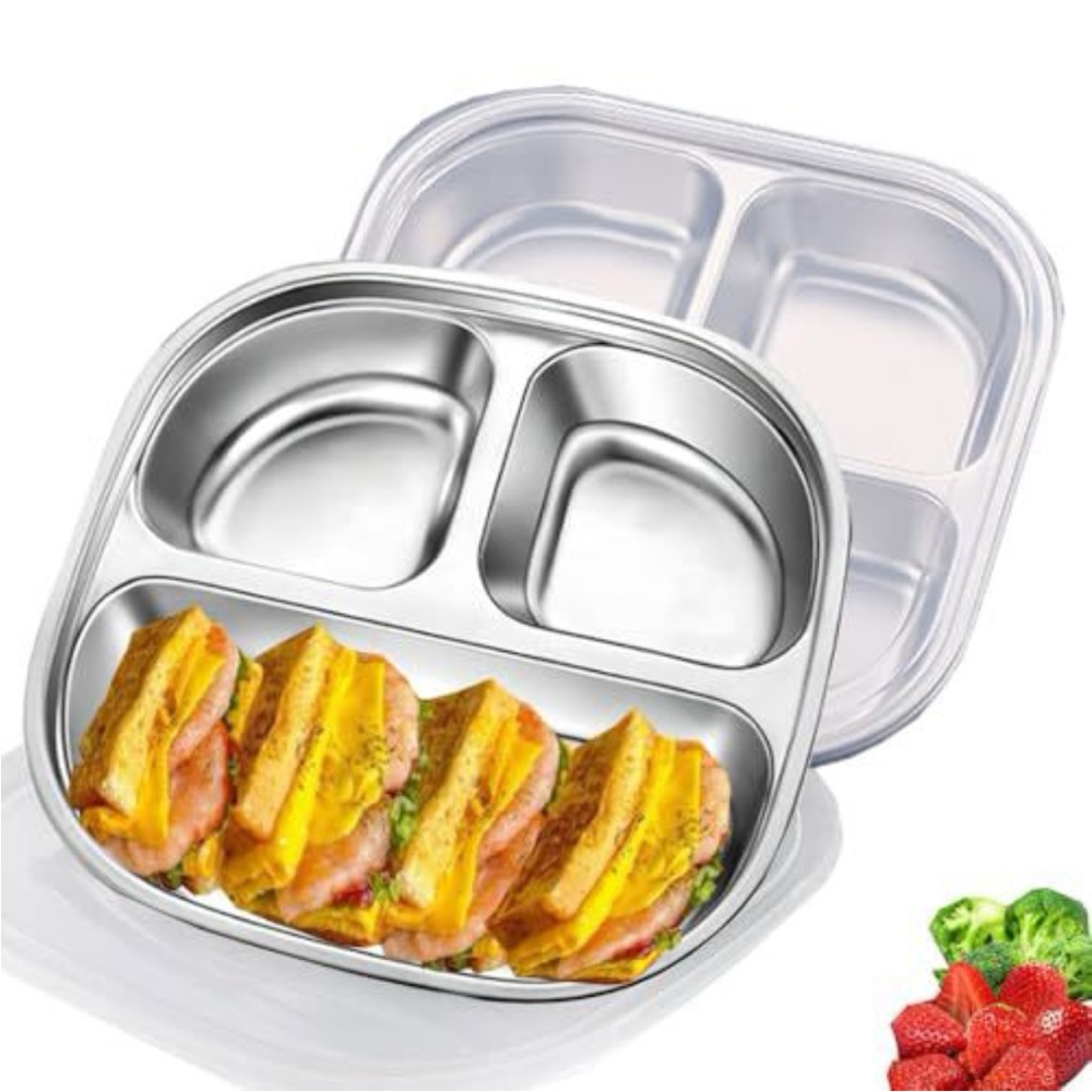 Stainless Steel Divided Plates with Lids